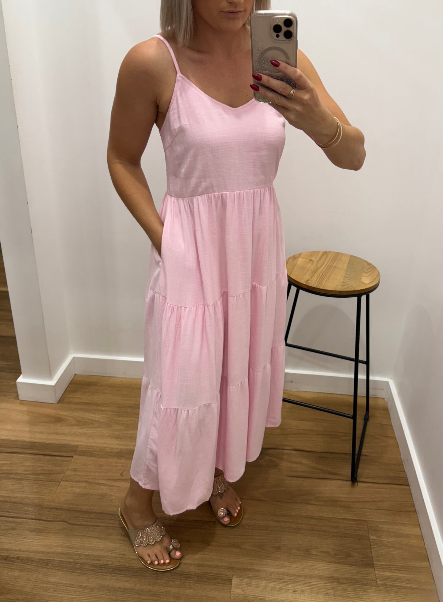 Hutton Midi Dress - Pink