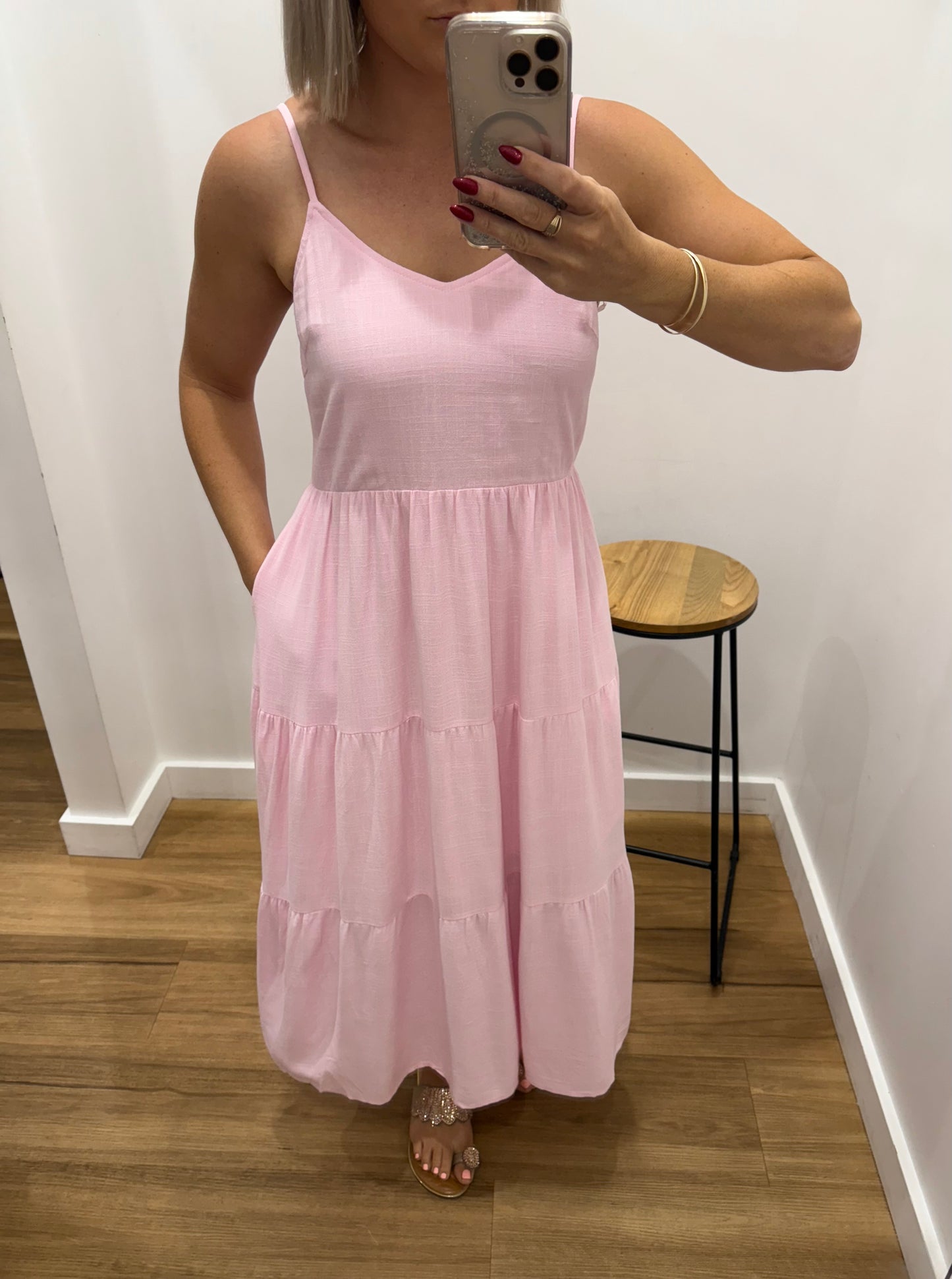 Hutton Midi Dress - Pink