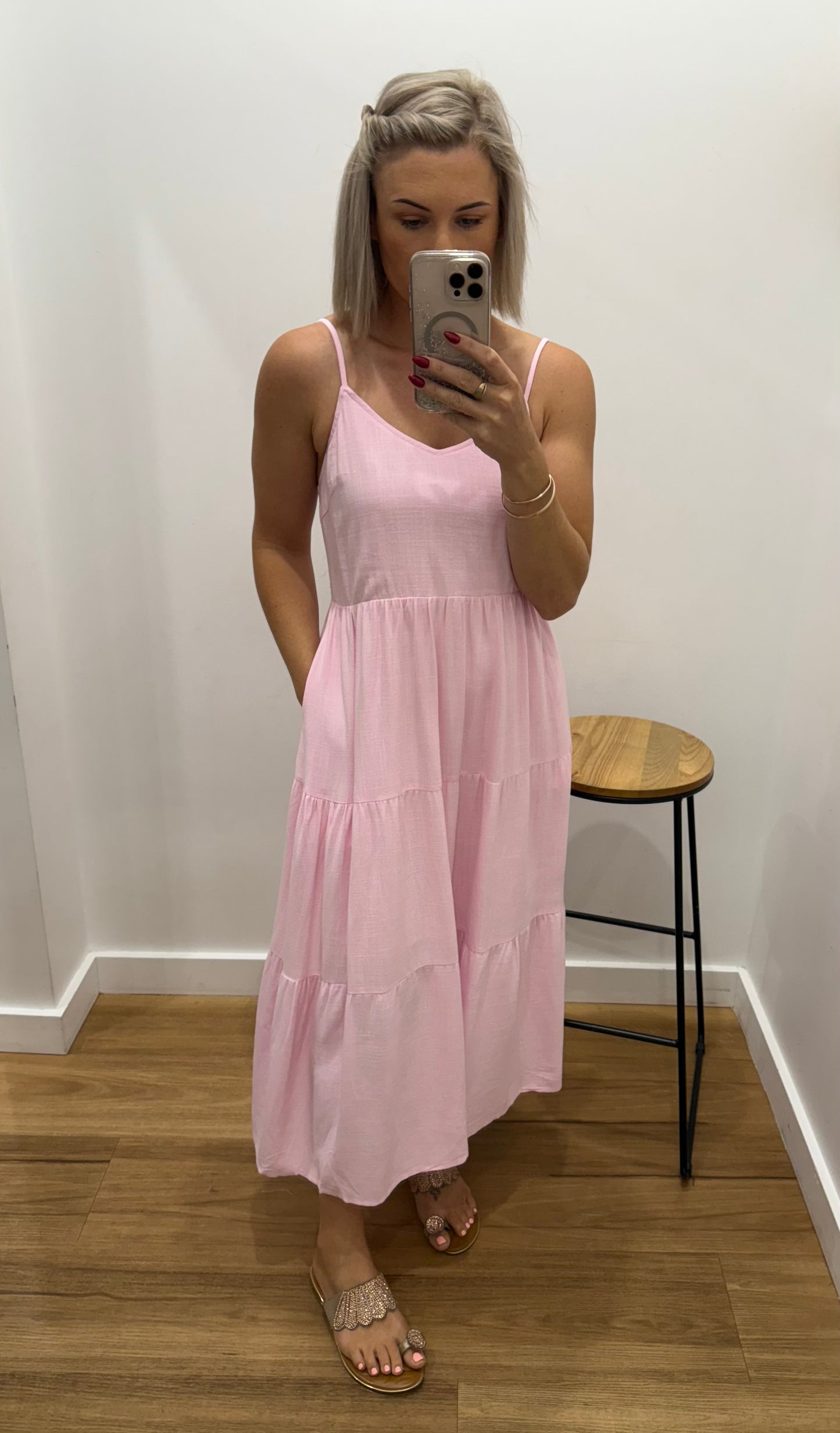 Hutton Midi Dress - Pink