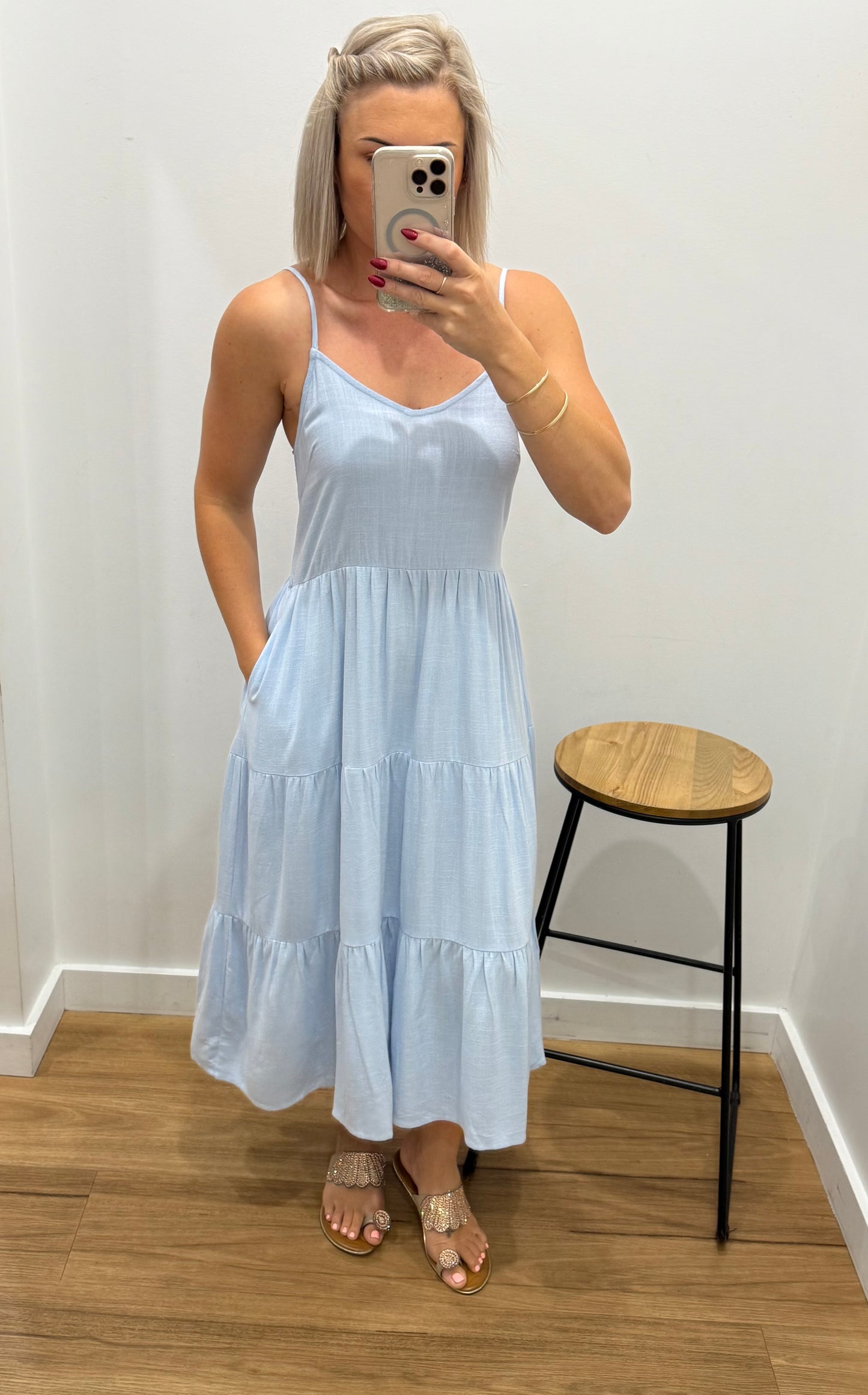 Hutton Midi Dress - Blue