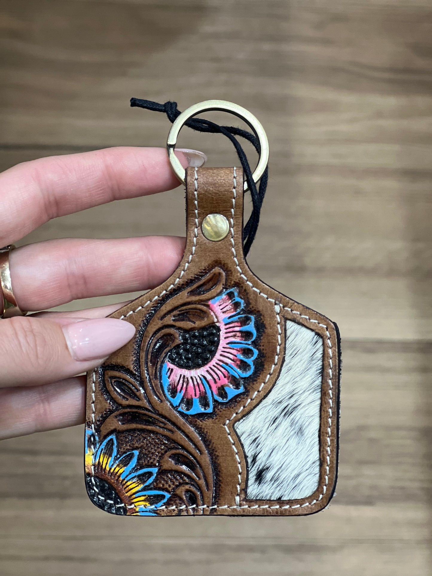 Petals & Posies Leather Key Fob