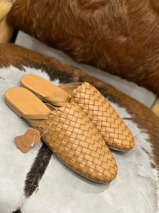 Leather Barland Slide by Human Shoes  - Tan